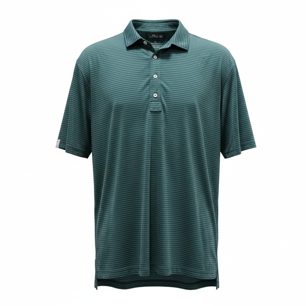 RLX Ralph Lauren XL Blue Green Striped Polo Shirt Moisture Wicking‎